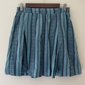Anthropologie Edme and Esyllte Blue Embroidered Striped A-Line Skirt S